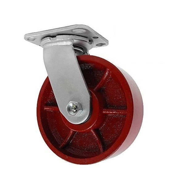 4"x2" Red Ductile Iron/Steel Swivel Caster, (1) Piece, 1,000lb Cap